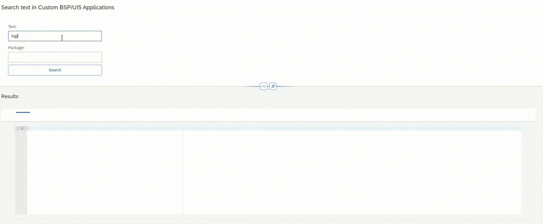 Search results listing the UI5 applications and files that contain the search term